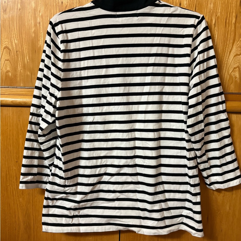 Women’s Ralph Lauren Active Black and White Striped Quarter Zip Top - Picture 4 of 5